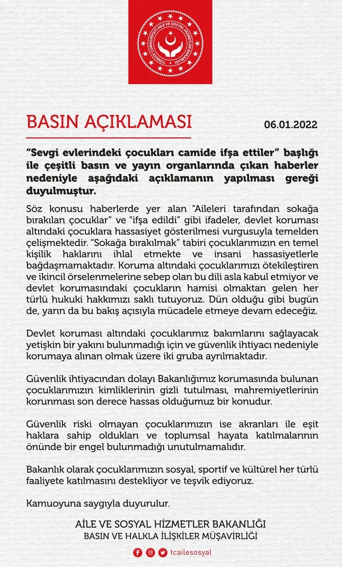 Aile ve Sosyal Hizmetler Bakanlığından “Sevgi evlerindeki çocukları camide ifşa ettiler” haberi hakkında açıklama - 3