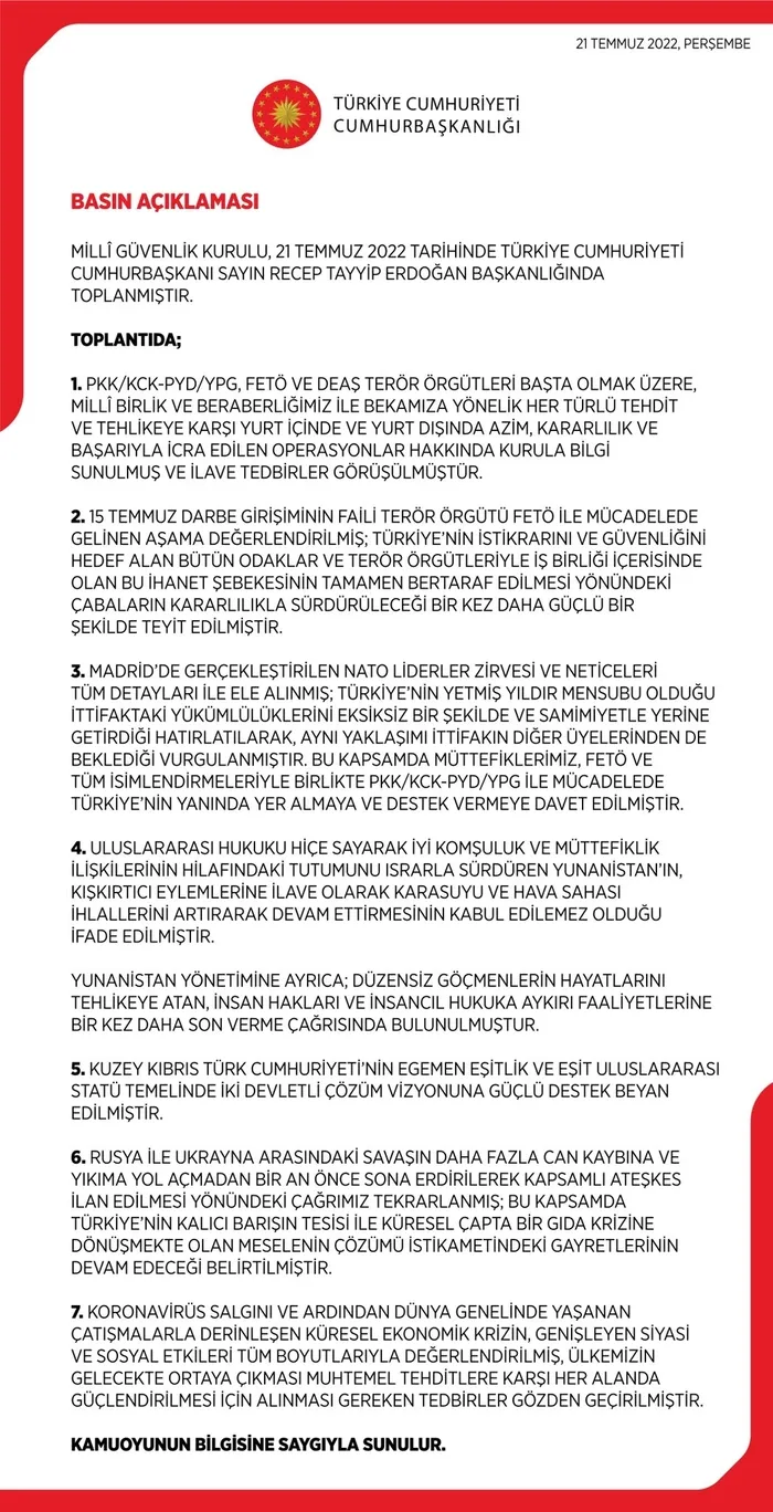 Son dakika: MGK sona erdi! İşte 7 maddelik yazılı açıklama...