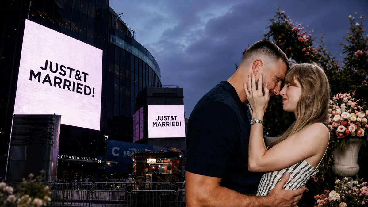 Reklam panosunda ilan ettiler! Taylor Swift ve Travis Kelce evlendi