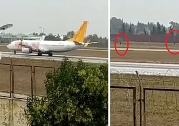 Adana'da piste inen uçağın önüne atladılar! Çok sayıda gözaltı