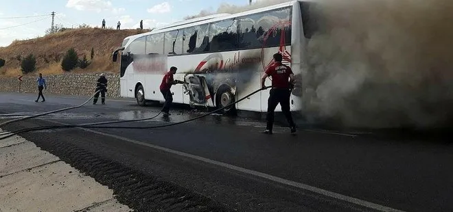 Adıyaman’da otobüs alev alev yandı!