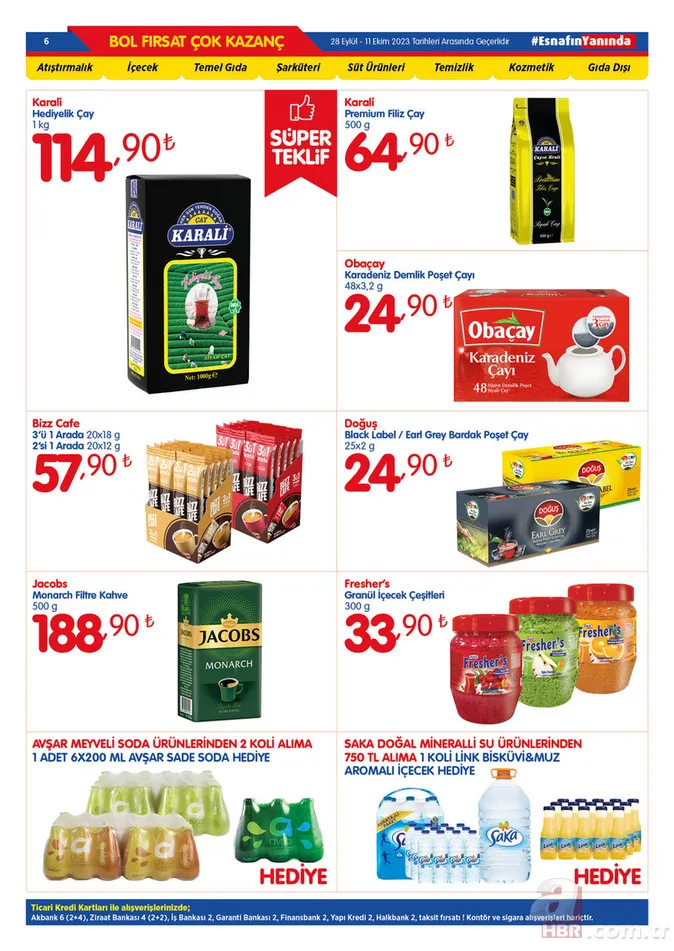 28 Eylül Bizim Toptan Market indirim kataloğu yayınlandı! 2 kg kaşar peynir 285 TL, 3 kg çay 267 TL, 3 kg çay 267 TL, 50’li karton bardak 12.46 TL’den satışa sunuluyor 5