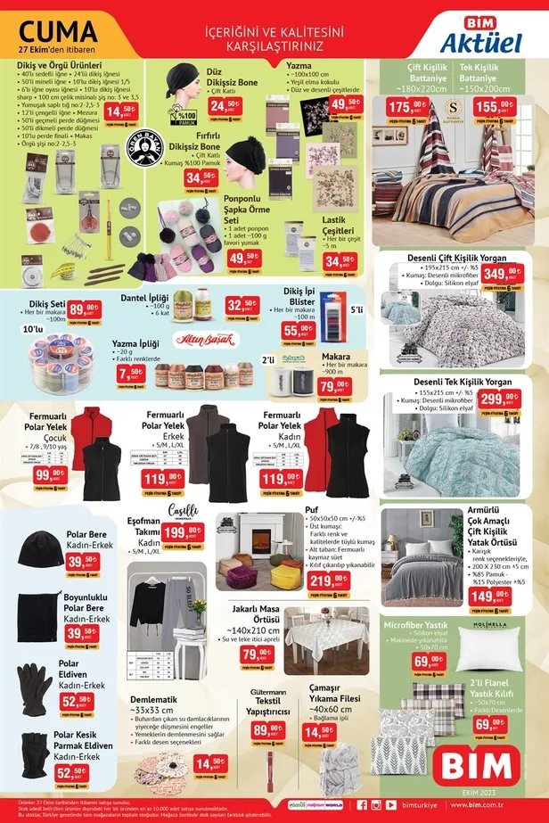 30 Ekim BİM aktüel ürünler kataloğu! BİM 299 TL’ye tek kişilik yorgan, 2.499 TL’ye 7,5 L airfrayer, 175 TL’ye çift kişilik battaniye, 79 TL’ye masa örtüsü satıyor