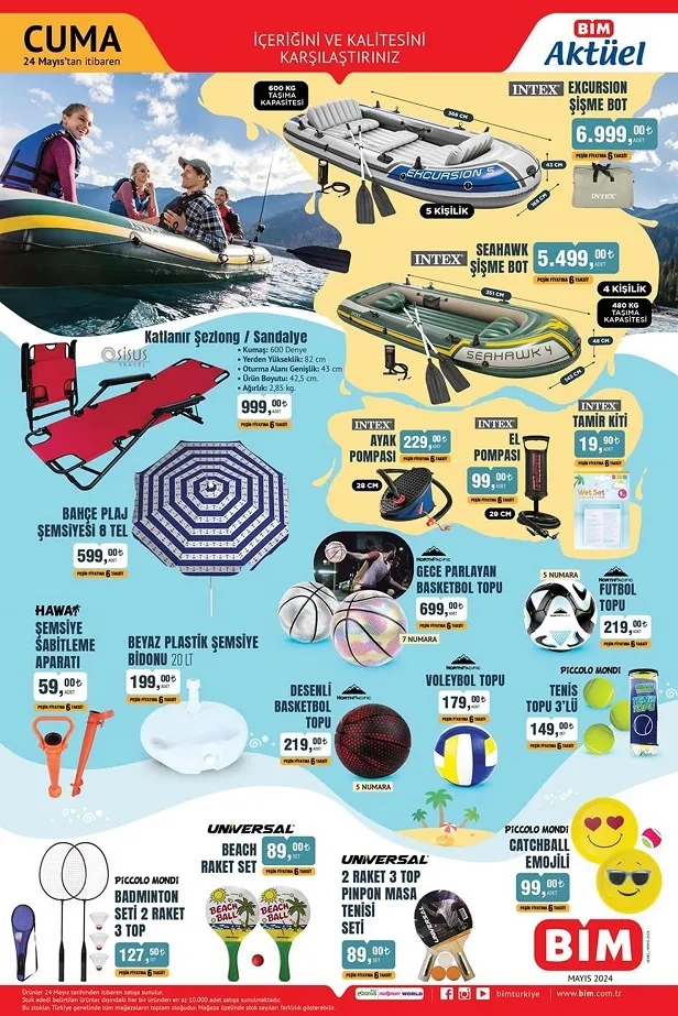 BİM 26 Mayıs aktüel ürünler kataloğu yayında! BİM’e 600kg taşıma kapasitene sahip şişme bot geliyor!