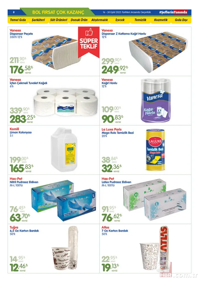 28 Eylül Bizim Toptan Market indirim kataloğu yayınlandı! 2 kg kaşar peynir 285 TL, 3 kg çay 267 TL, 3 kg çay 267 TL, 50’li karton bardak 12.46 TL’den satışa sunuluyor 17