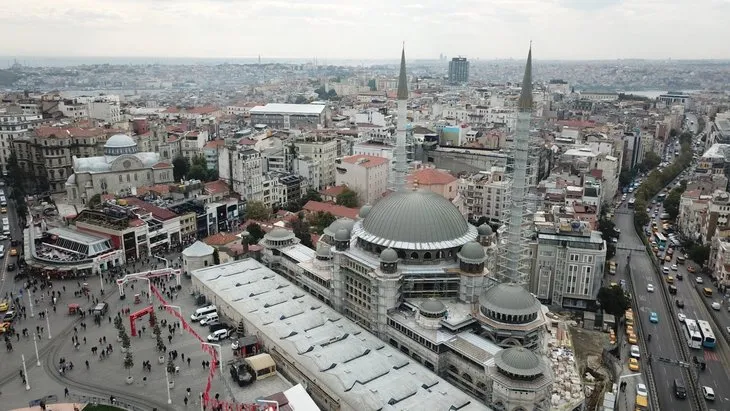 Taksim Camii inşaatındaki son durum havadan böyle görüntülendi