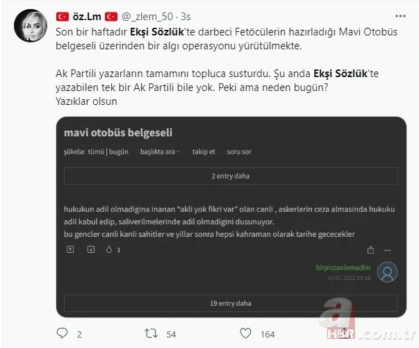 "Ekşi"mişler FETÖ'nün kalesi olmuş! Hainler ve Ekşi Sözlük omuz omuza verip platformdaki AK Partili yazarları susturuyor 10