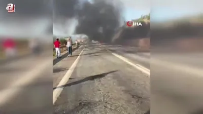 Sunta yüklü dorse alev alev yandı