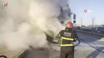 Park halindeki tır alev alev yandı