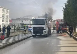 Bolu'da yol süpürme aracında yangın çıktı