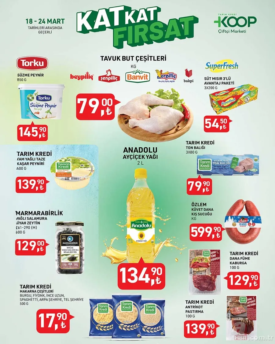 Tarım Kredi Market 18-24 Mart indirim kataloğu geldi! TK'da tavuk but 79 TL, 2 L ayçiçek yağı 134.90 TL'den satılıyor 13