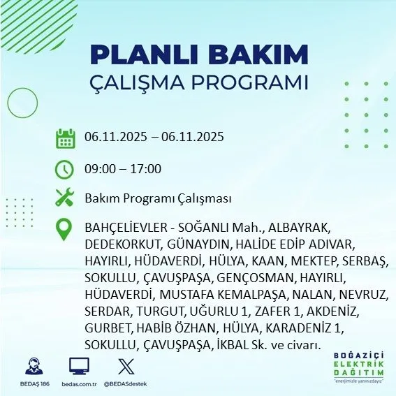6 Kasım İstanbul’da 9 saatlik kesinti: İstanbul'da hangi ilçelerde elektrik kesilecek? Mahalleniz listede mi? İstanbul’da 9 saatlik kesinti: Hangi ilçelerde elektrikler kesilecek?