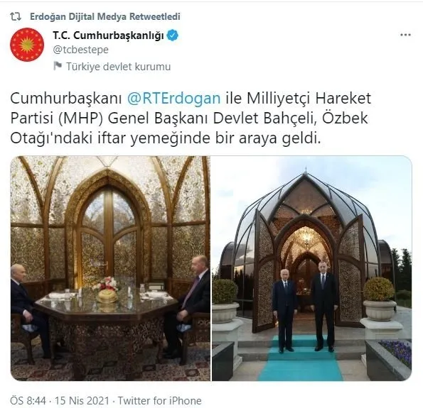 Başkan Erdoğan ve Bahçeli iftar yemeğinde bir araya geldi - 1