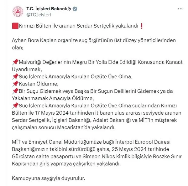 Ayhan Bora Kaplan soruşturmasının firari ismi Serdar Sertçelik Macaristan’da yakalandı! Türkiye’ye iade edilecek mi?