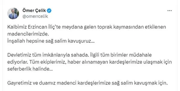 Erzincan’da maden faciasında heyelan | Bakan Yerlikaya son durumu açıkladı