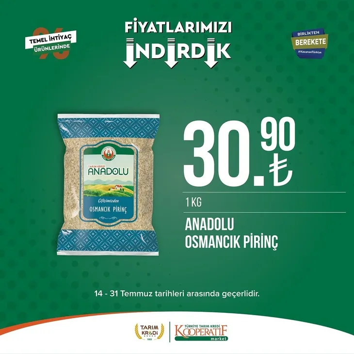 Tarım Kredi Market indirimlerinde son 6 gün! Katalogda yok yok! Çamaşır deterjanı 99.90, Ayçiçek yağı 36.90, Süzme peynir 64.90, zeytin 57.90 TL...