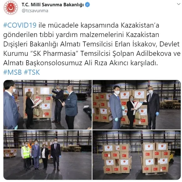 Türkiye'nin koronavirüsle mücadele kapsamında gönderdiği yardımlar Kazakistan'a ulaştı - 1
