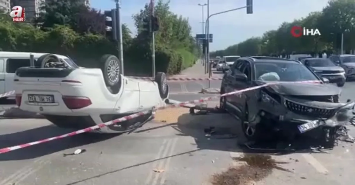 Kartal’da araç takla attı