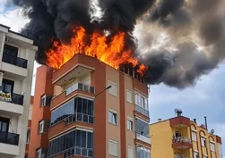Antalya'da 5 katlı binada korkutan yangın