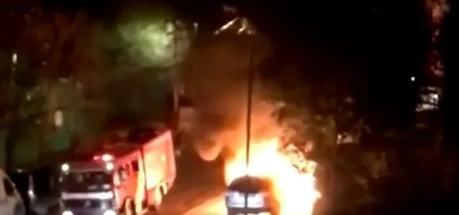 Son dakika: Sarıyer’de seyir halindeki otomobil alev alev yandı
