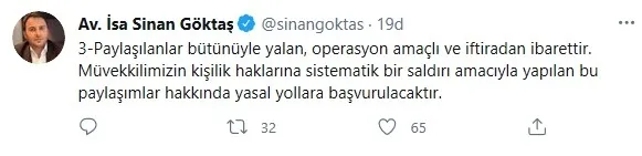 Son dakika: Berat Albayrak’ın avukatı İsa Sinan Göktaş: Anonymous adlı hesabın paylaşımları bütünüyle yalan!