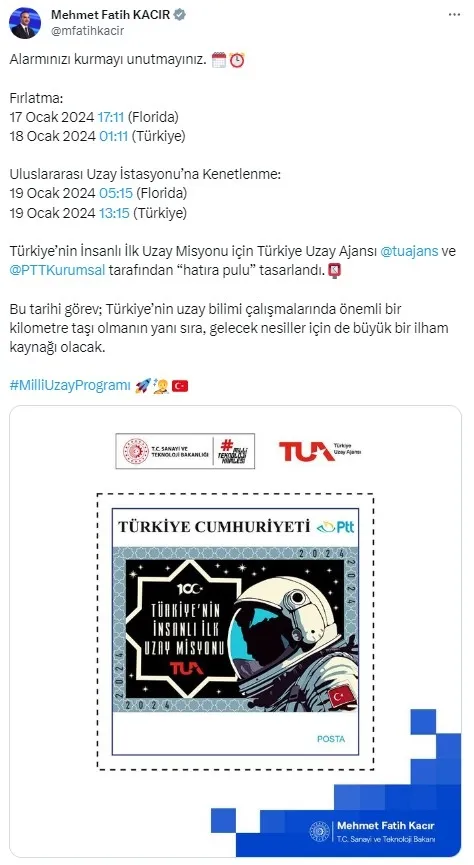 Türkiye’nin insanlı ilk uzay yolculuğuna sayılı günler kaldı! Alper Gezeravcı’nın uzay yolculuğu ne zaman?