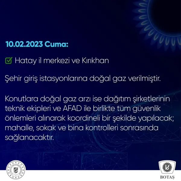 BOTAŞ’tan Hatay için doğal gaz açıklaması