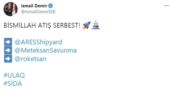 Savunma Sanayii Başkanı Demir’den ULAQ mesajı! Atış serbest