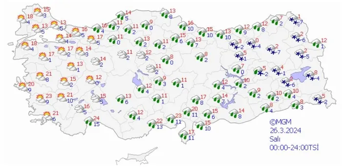 HAVA DURUMU | Bir tarafta kuvvetli kar ve diğer tarafta sağanak! Meteoroloji il il uyardı | 23-27 Mart 2024 - 14