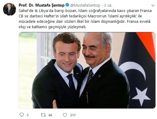 TBMM Başkanı Mustafa Şentop’tan Emmanuel Macron’a tepki