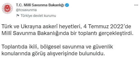Son dakika: Türk ve Ukraynalı askeri heyetlerden MSB’de kritik toplantı