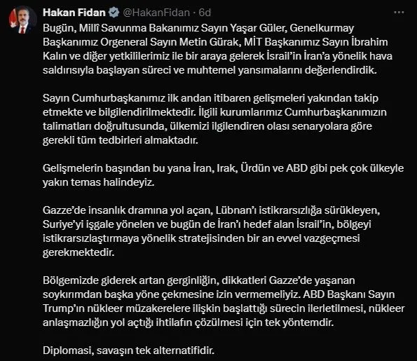 Dışişleri Bakanlığında İsrail-İran toplantısı! 4 kritik isim bir araya geldi | Bakan Fidan’dan diplomasi vurgusu: Savaşın tek alternatifi