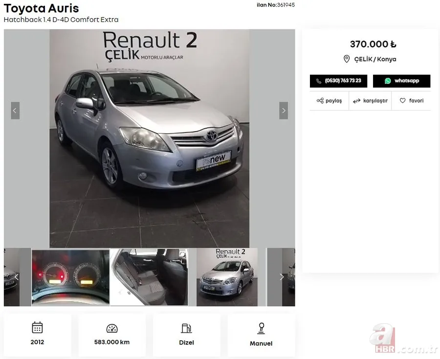 Uyguna İkinci el araç satışı yapıyor! Fiyatlar 230 bin TL’den başlıyor! Fiat, Volkswagen, Hyundai, Peugeot, Renault, Ford, Citroen mollerinin fiyatı ne kadar? 17