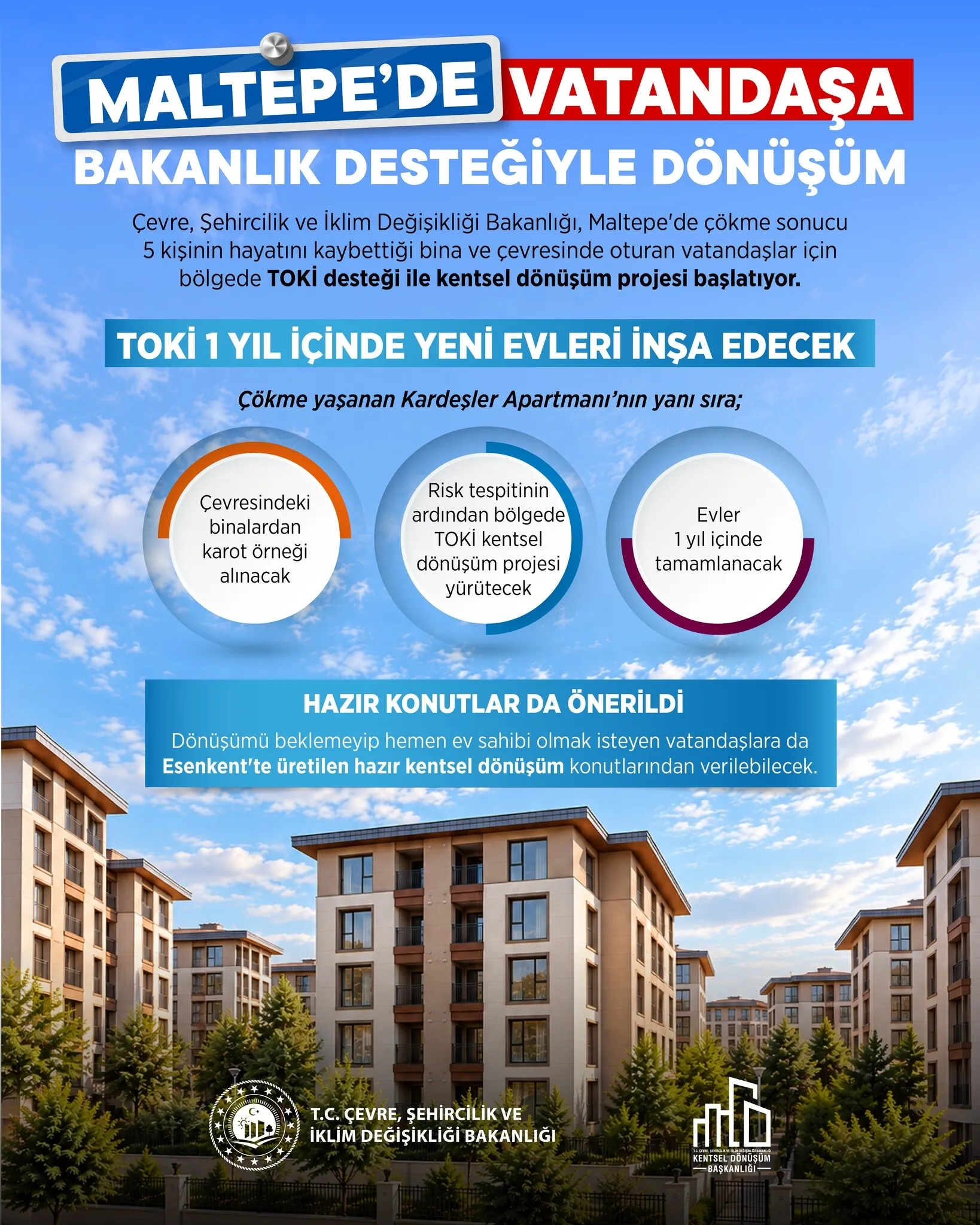 Bakan Kurum Maltepe için tarih verdi! Güvenli konutlar 1 yılda teslim edilecek