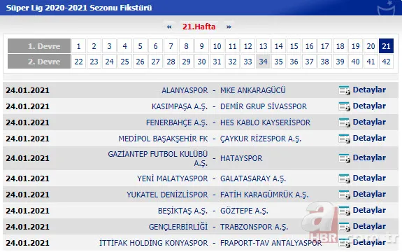 Süper Lig'de 2020/2021 sezonunun 42 haftalık fikstürü belli oldu! İşte Süper Lig'in 42 haftalık fikstürü 22