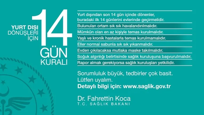 Sağlık Bakanı Koca'dan yurt dışı dönüşleri için 14 gün kuralı - 1