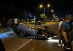Takla atan aracın içinden mucize kurtuluş!