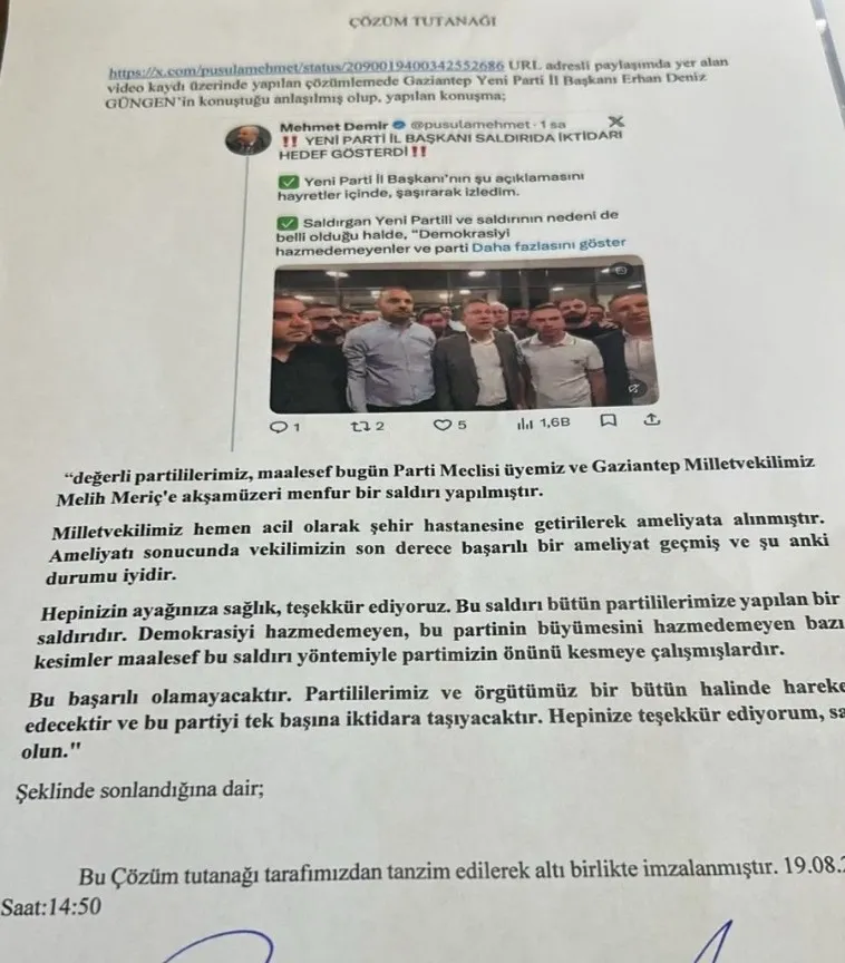 Yeni Parti Gaziantep İl Başkanı Erhan Deniz Güngen'e soruşturma! - 1