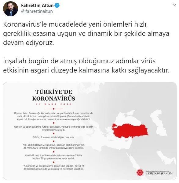 İletişim Başkanı Fahrettin Altun'dan koronavirüsle mücadele açıklaması - 1