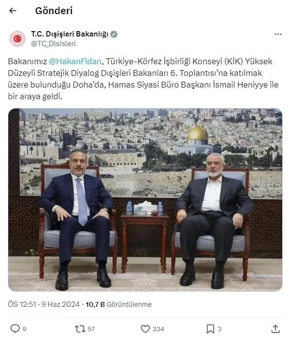 1717929417844.jpeg Katar'da Gazze diplomasisi! Bakan Hakan Fidan ile Hamas lideri İsmail Heniyye bir araya geldi - 1