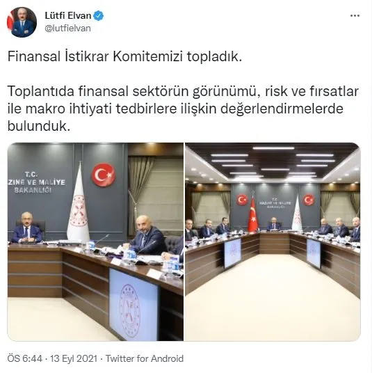 Hazine ve Maliye Bakanı Lütfi Elvan, Finansal İstikrar Komitesinde ele alınan konuları açıkladı