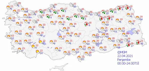 1618843223719.png Meteoroloji Genel Müdürlüğü'nden son dakika uyarısı! Kuvvetli fırtına geliyor! İşte beş günlük hava durumu - 5