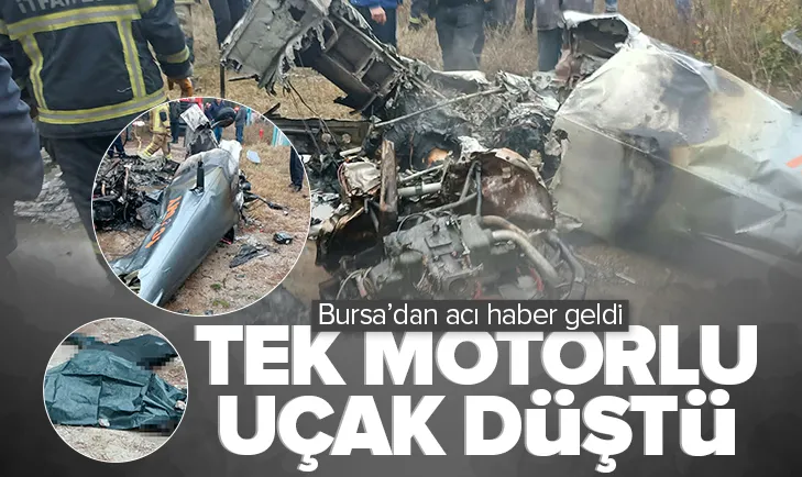 Bursada tek motorlu uçak düştü!