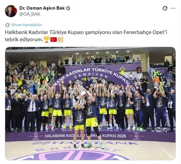 kadinlarda-turkiye-sampiyonu-fenerbahce-opet-fenerbahce-opet-86-66-galatasaray-cag-faktoring-1768149922377.jpg Bakan Bak, Türkiye Kupası’nı kazanan Fenerbahçe Opet’i yayımladığı mesajla tebrik etti. (X)