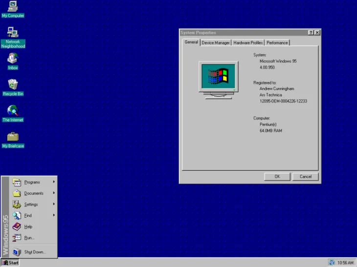 Windows başlangıç menüsünün görsel tarihi