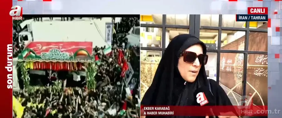 Haniye suikastına İranlılar ne diyor? A Haber Tahran'daki tören alanında mikrofon uzattı: İSRAİL NAMERTTİR! 9