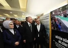 Başkan Erdoğan Kızılcahamam kampında İsrail’in zulmünü anlatan Filistin sergisini gezdi