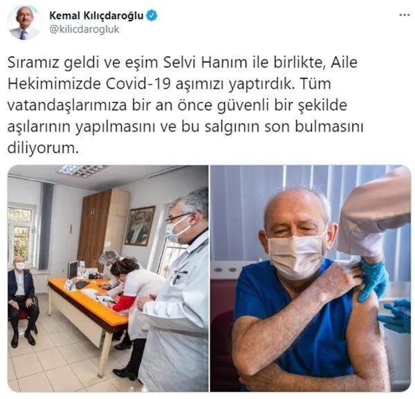 CHP lideri Kemal Kılıçdaroğlu koronavirüs aşısının ilk dozunu yaptırdı - 1