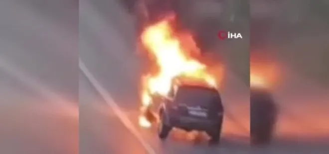 Beykoz'da otomobil alev alev yandı