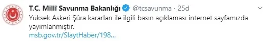 Son dakika haberleri: MSB’den flaş YAŞ kararı açıklaması